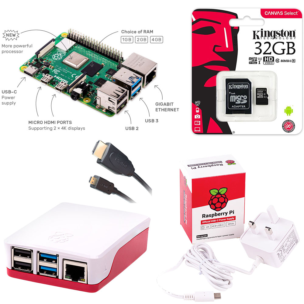 Raspberry Pi - RPI4-MODBP-4GB-Kit-RW - התמונה להמחשה בלבד